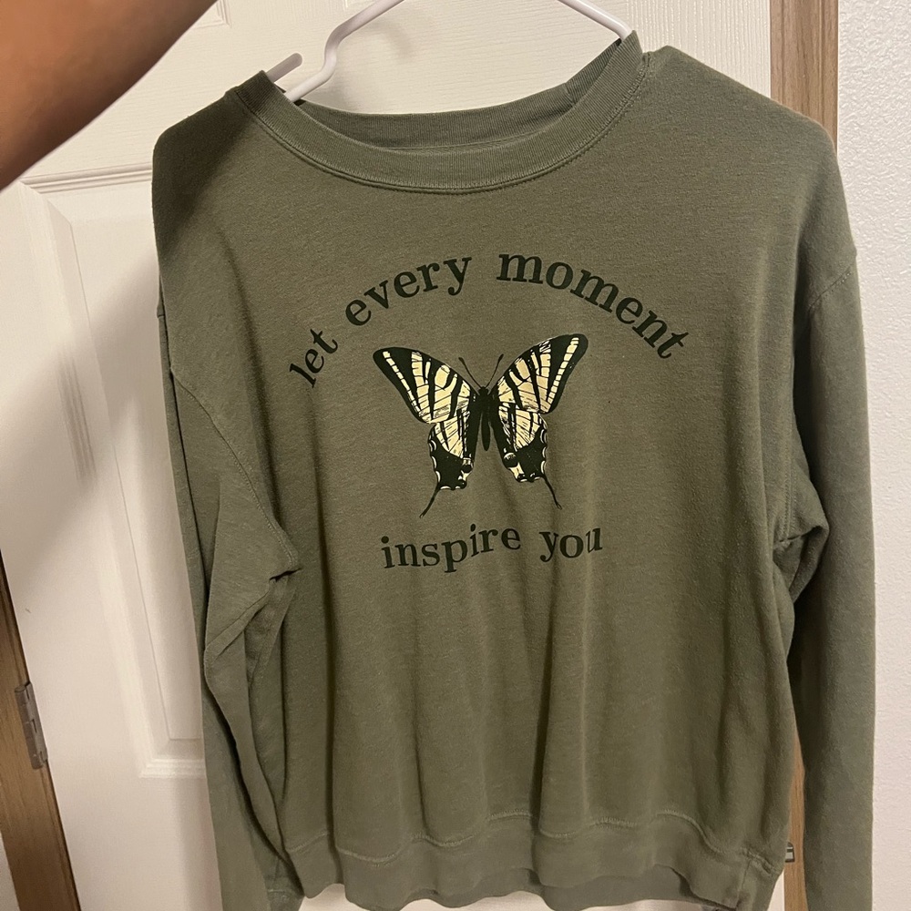 Freeze Green Crew Neck Sweater with Butterfly Design